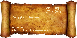 Petyko Dénes névjegykártya